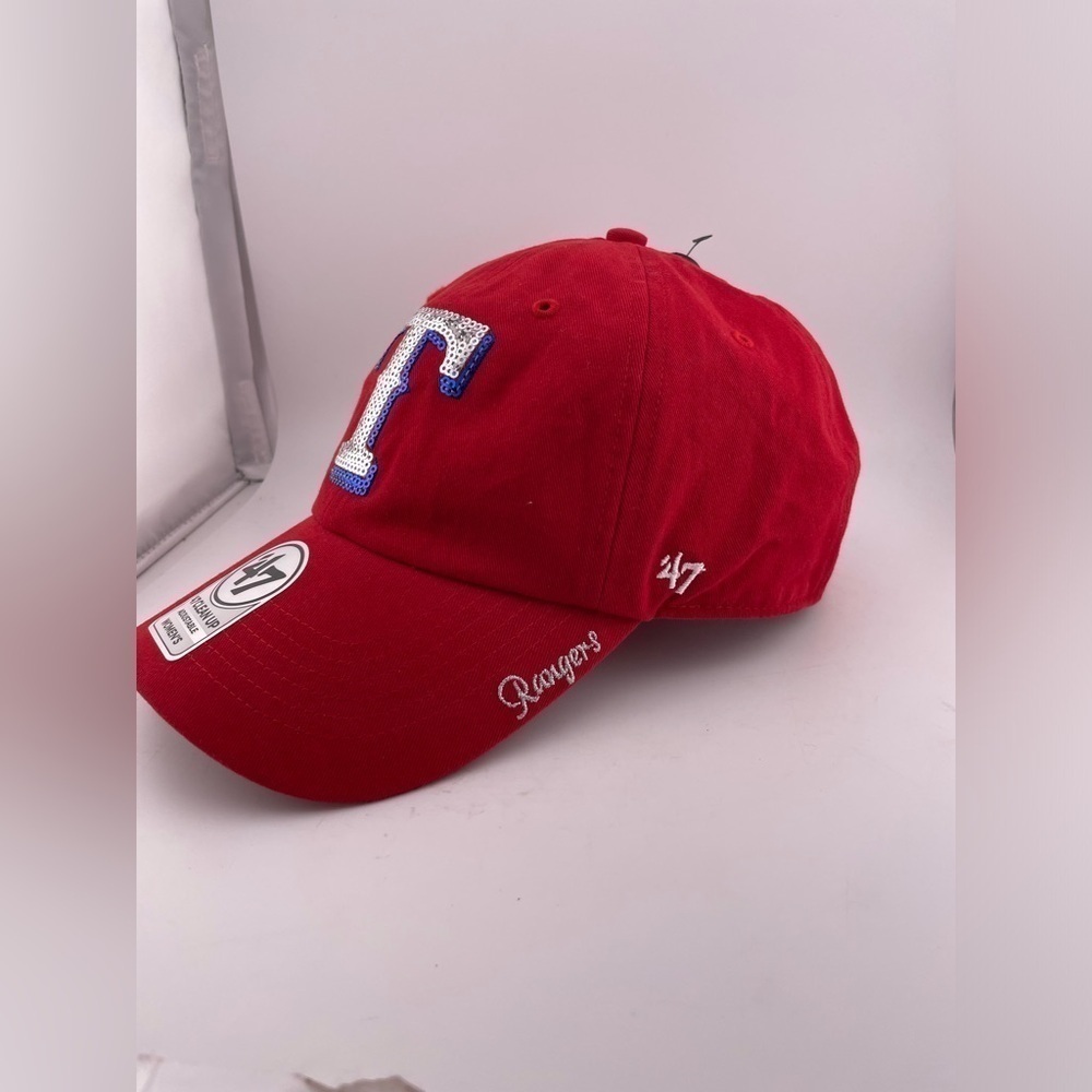 '47 Texas Rangers Clean Up Red Adjustable Strap Hat Embellished Cap​​​​​​​​​​​​ - Picture 3 of 8